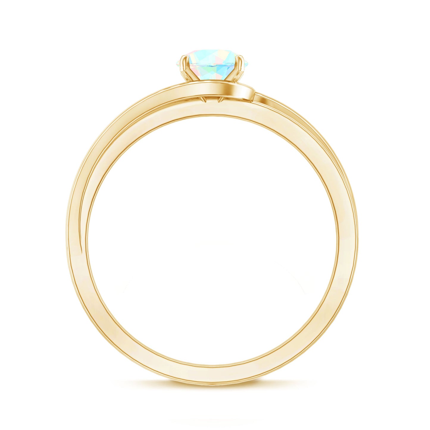 Natural Ethiopian Opal Solitaire Ring with Bypass Shank