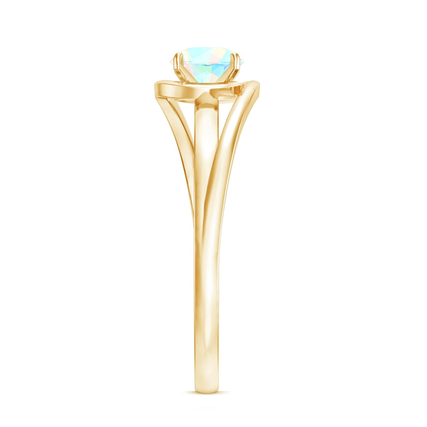 Natural Ethiopian Opal Solitaire Ring with Bypass Shank