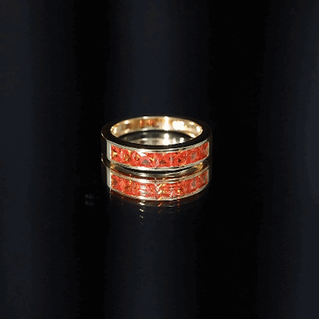 Princess Cut Lab Grown Orange Sapphire Half Eternity Band in Channel Set