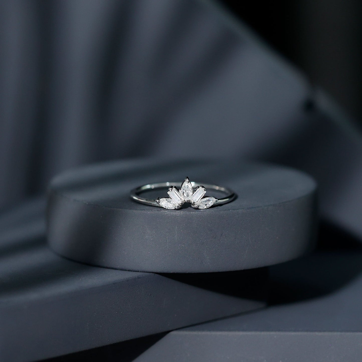 Marquise and Baguette Moissanite Enhancer Ring