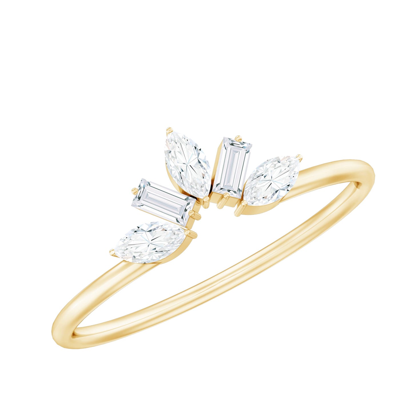 Marquise and Baguette Moissanite Enhancer Ring