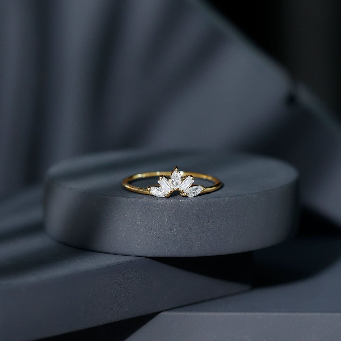 Marquise and Baguette Moissanite Enhancer Ring