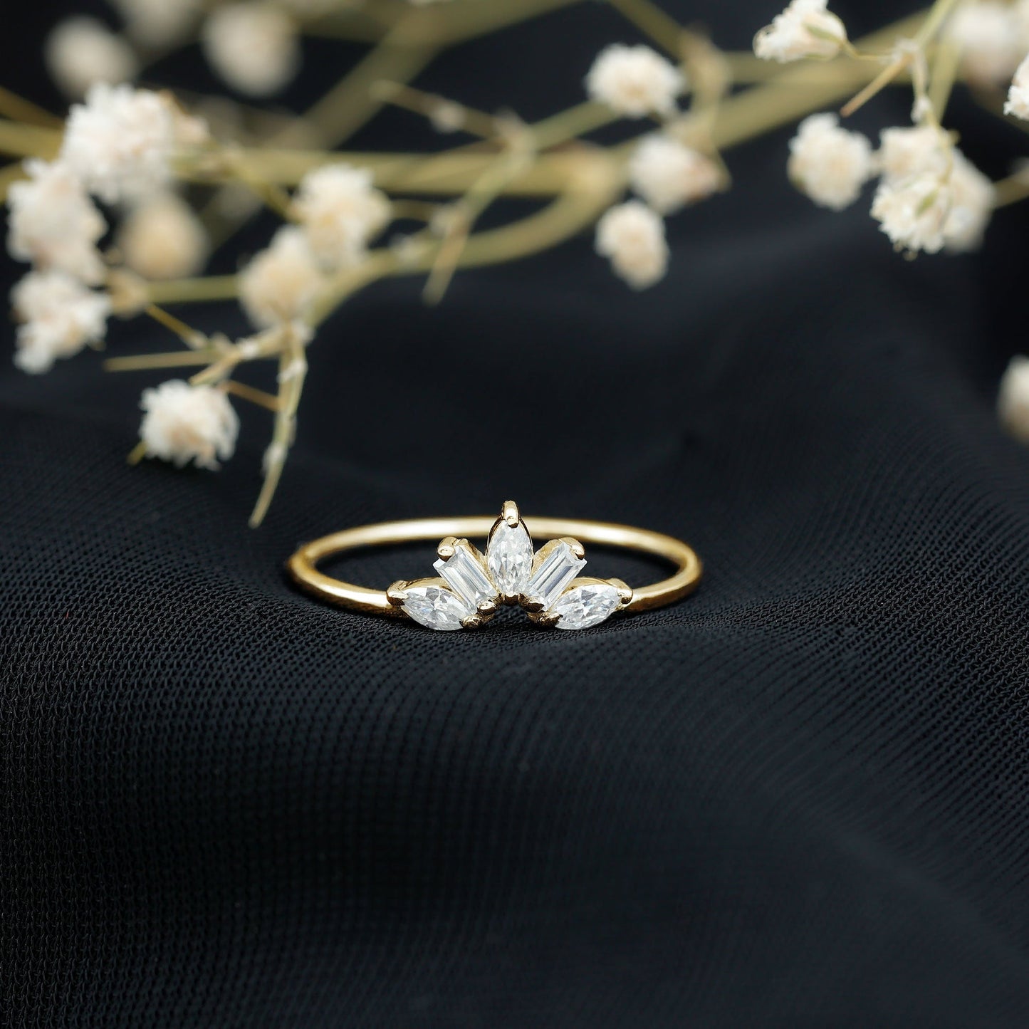 Marquise and Baguette Moissanite Enhancer Ring