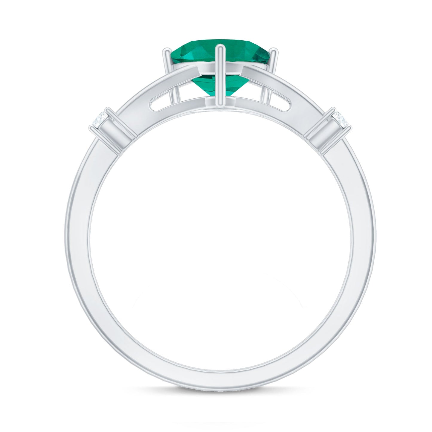 Certified 0.9 Carat Cushion Cut Lab Grown Emerald Diamond Engagement Ring with Split Shank