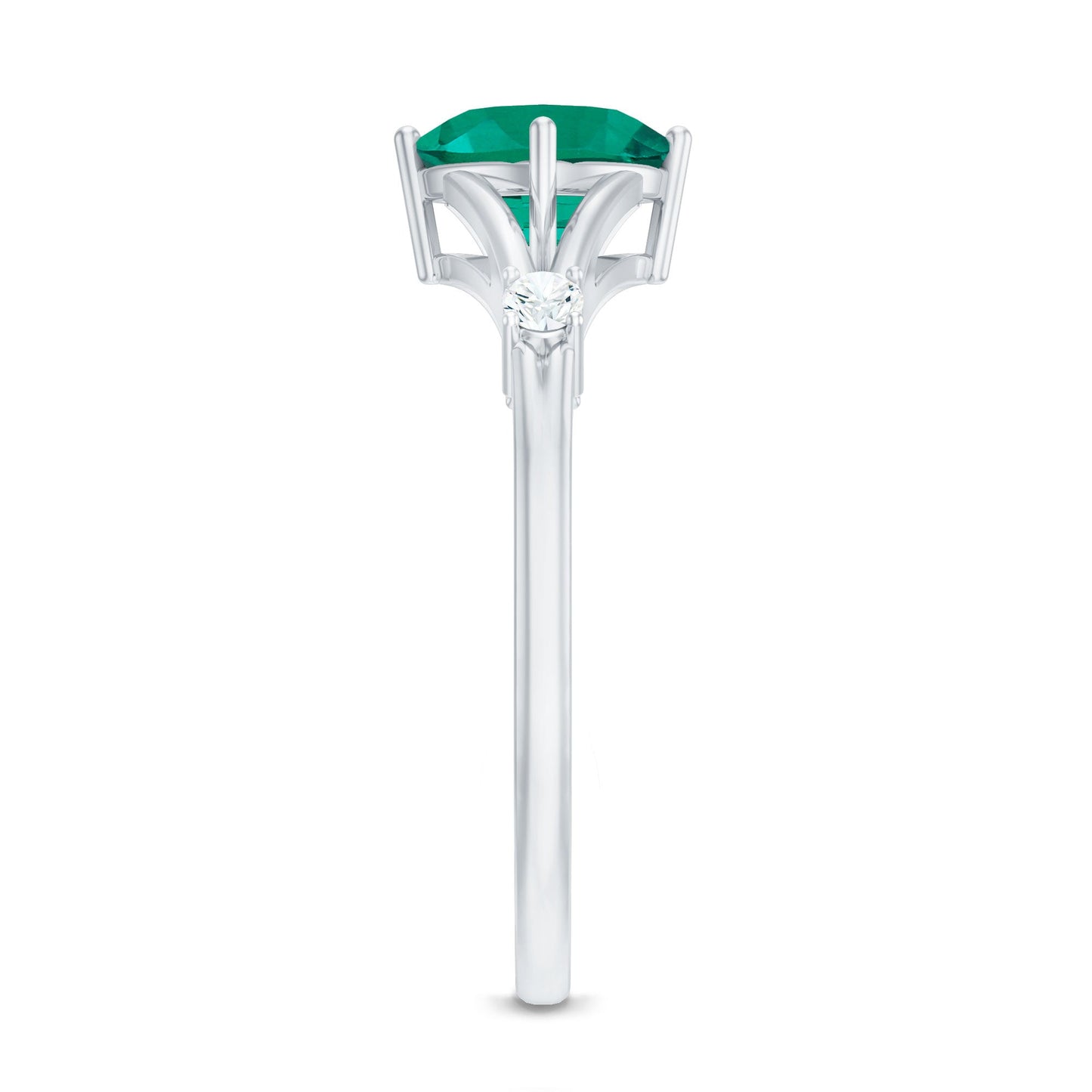 Certified 0.9 Carat Cushion Cut Lab Grown Emerald Diamond Engagement Ring with Split Shank
