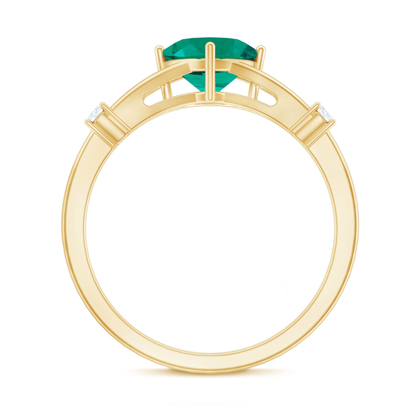 Certified 0.9 Carat Cushion Cut Lab Grown Emerald Diamond Engagement Ring with Split Shank