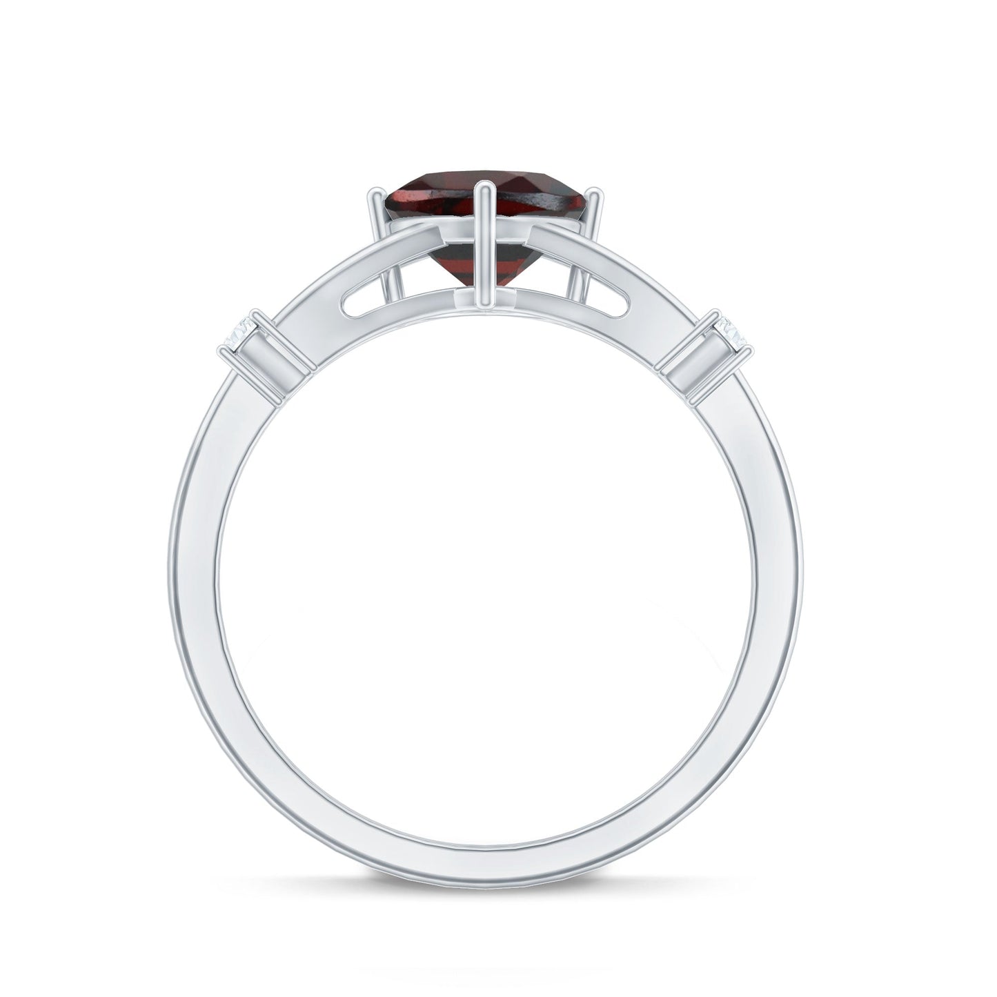 3.2 Carat Genuine Garnet Diamond Cushion Cut Engagement Ring with Split Shank