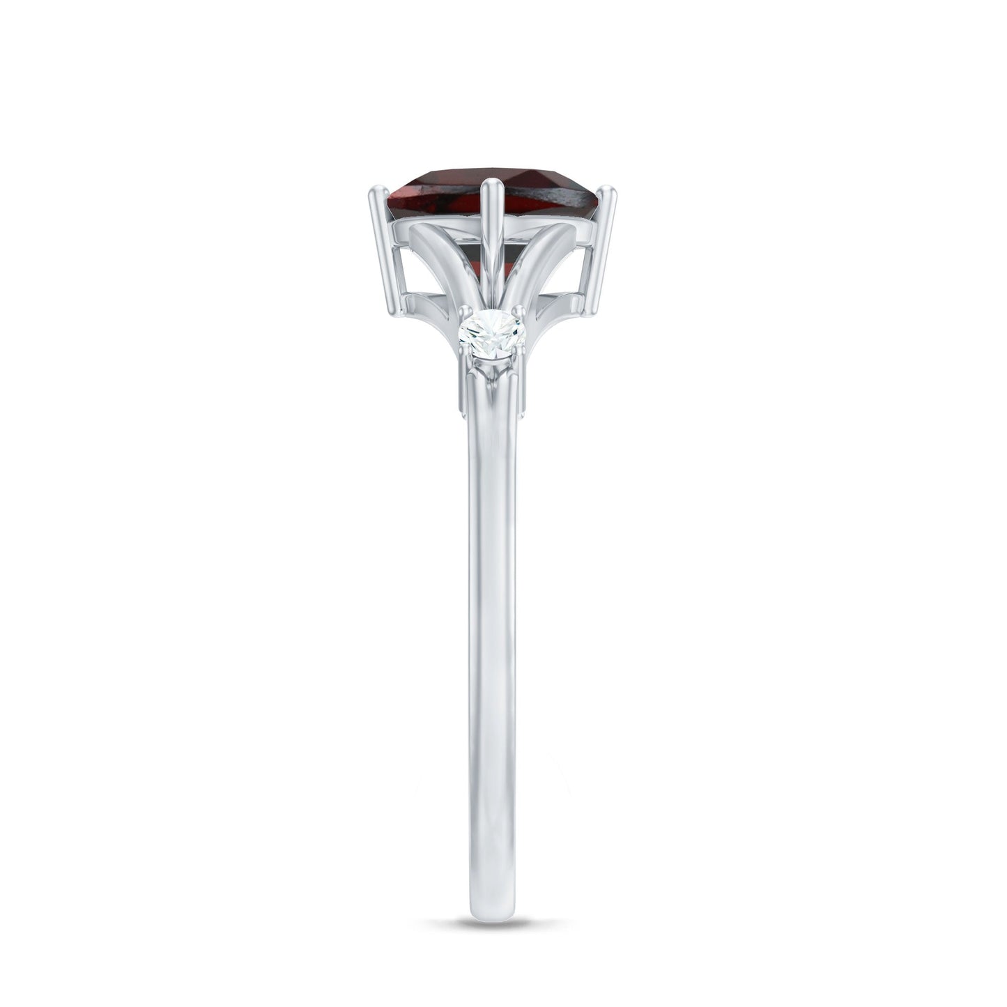 3.2 Carat Genuine Garnet Diamond Cushion Cut Engagement Ring with Split Shank