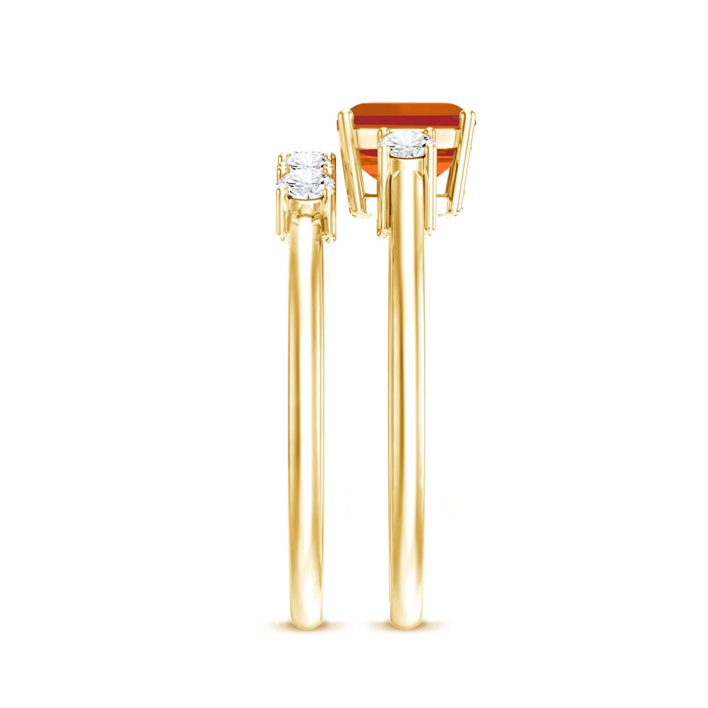 1 Carat Emerald Cut Fire Opal and Diamond Engagement Ring with Enhancer