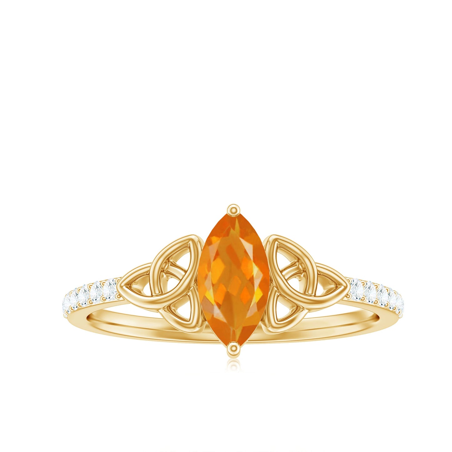 Marquise Cut Fire Opal Celtic Knot Engagement Ring with Diamond