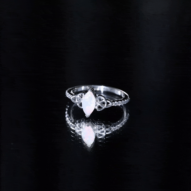 Natural Ethiopian Opal Diamond Engagement Ring with Celtic Knot
