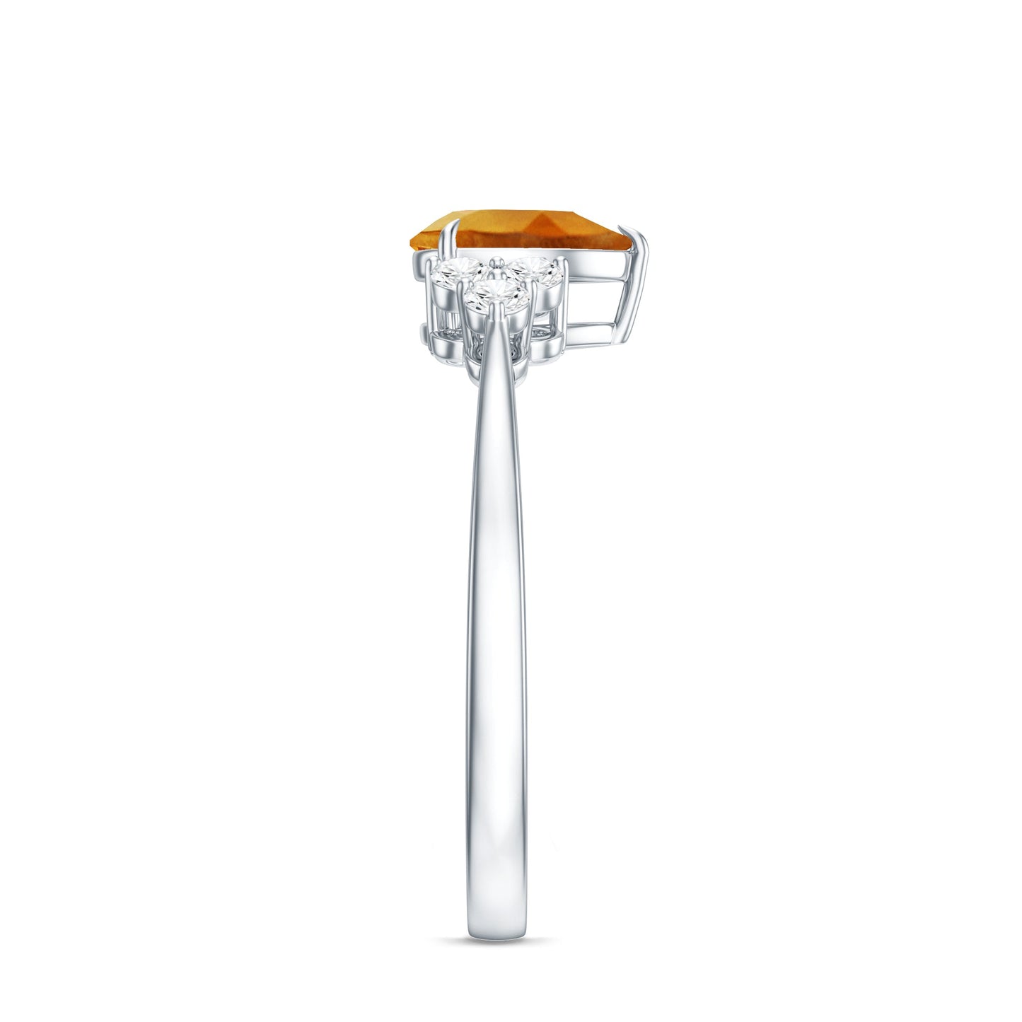 Classic Citrine Teardrop Engagement Ring with Diamond Trio