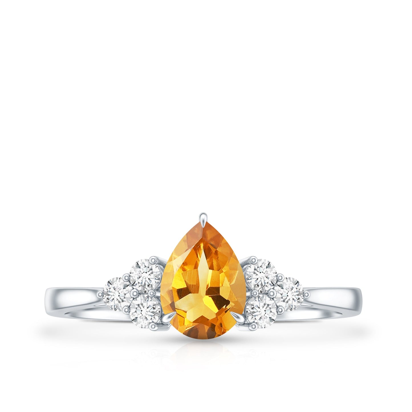 Classic Citrine Teardrop Engagement Ring with Diamond Trio