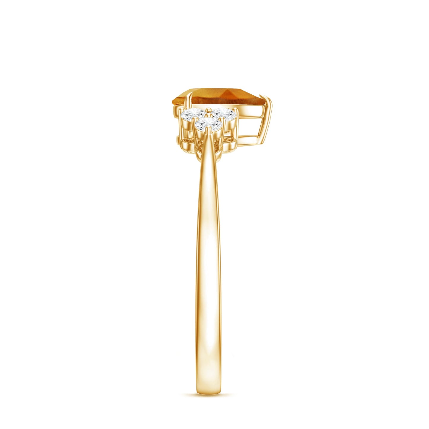 Classic Citrine Teardrop Engagement Ring with Diamond Trio