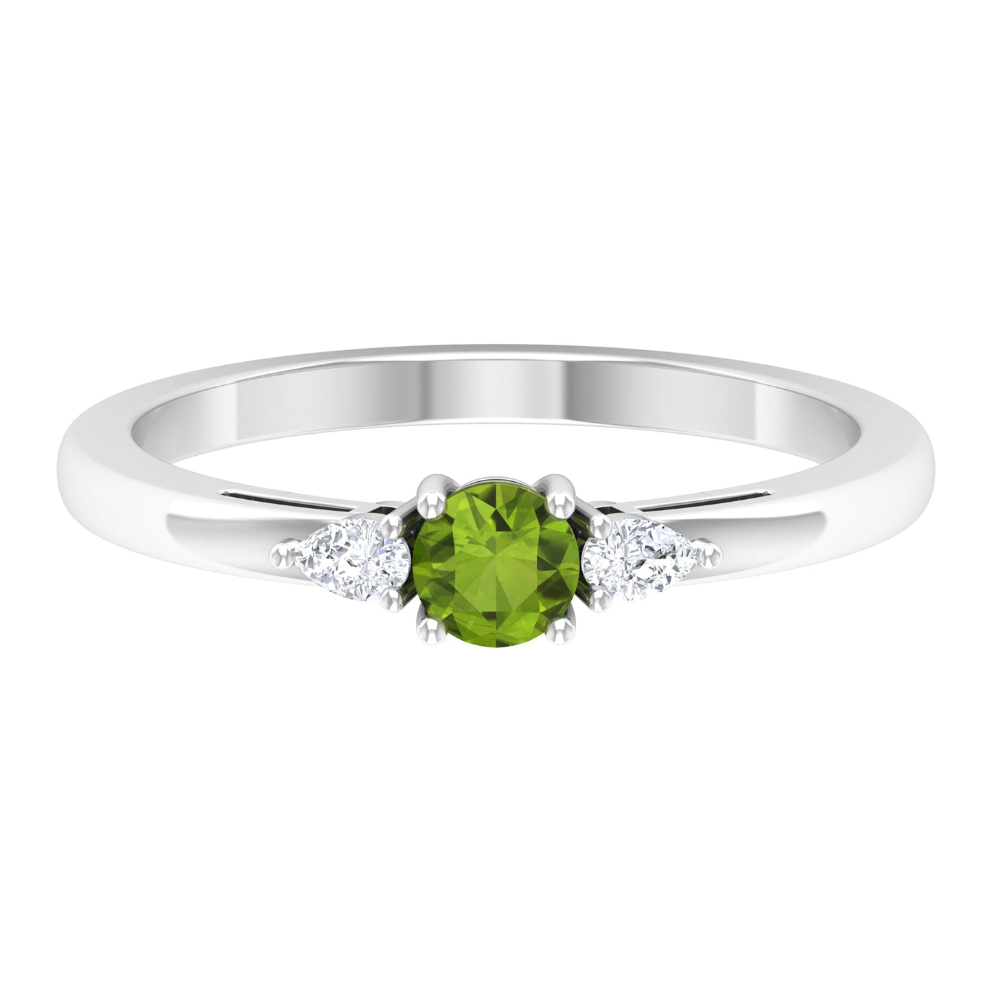 0.5 Carat Peridot and Diamond Three Stone Promise Ring