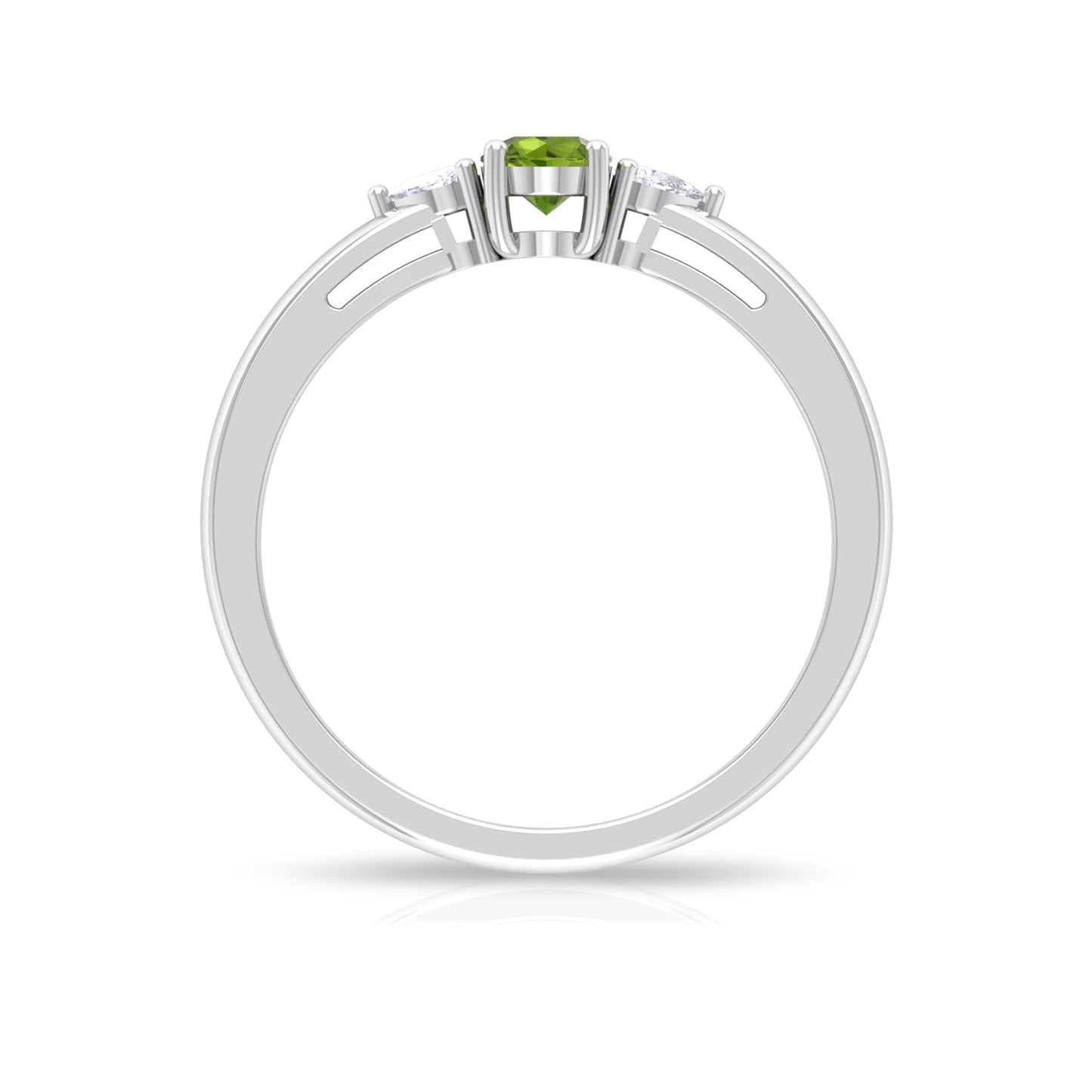 0.5 Carat Peridot and Diamond Three Stone Promise Ring