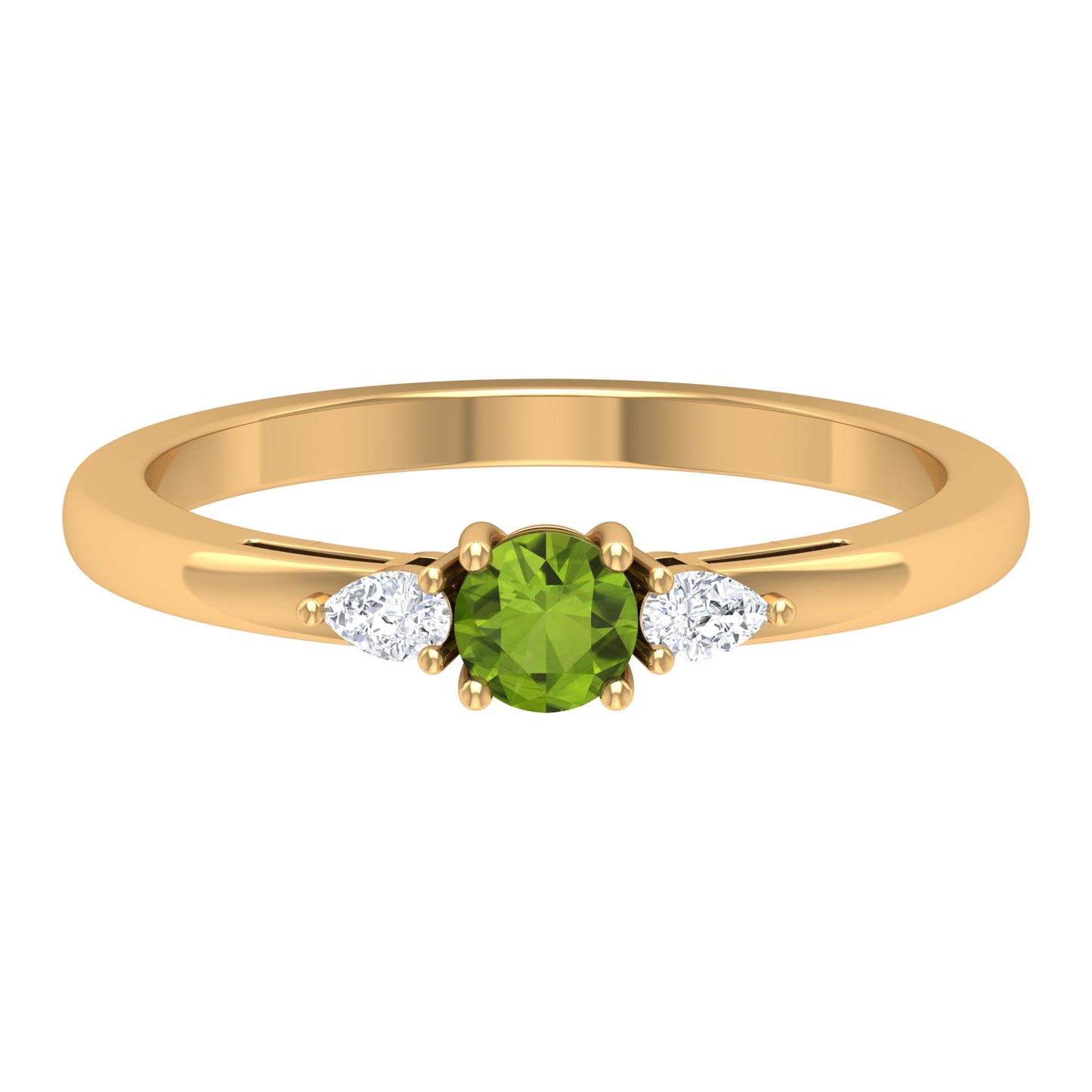 0.5 Carat Peridot and Diamond Three Stone Promise Ring
