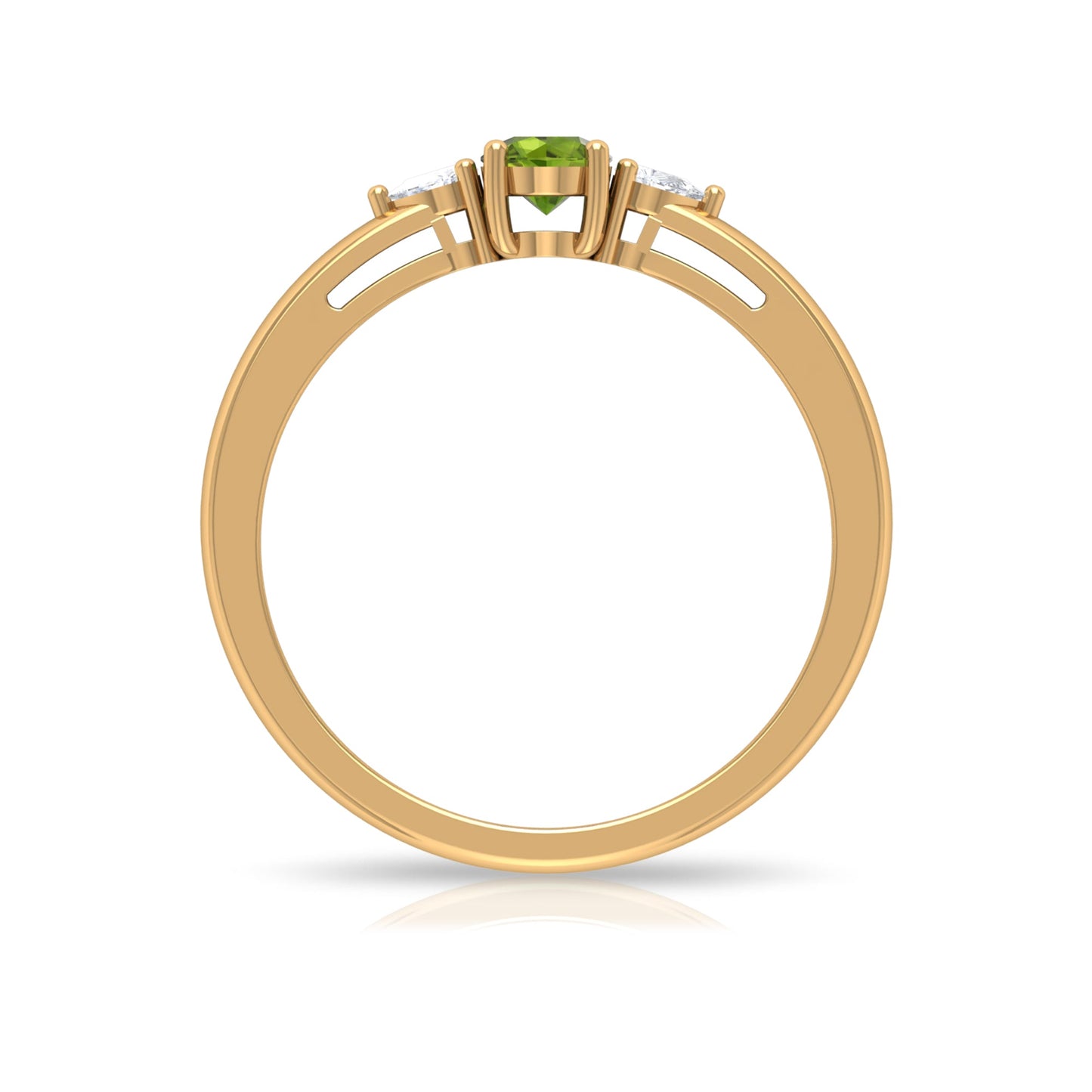 0.5 Carat Peridot and Diamond Three Stone Promise Ring