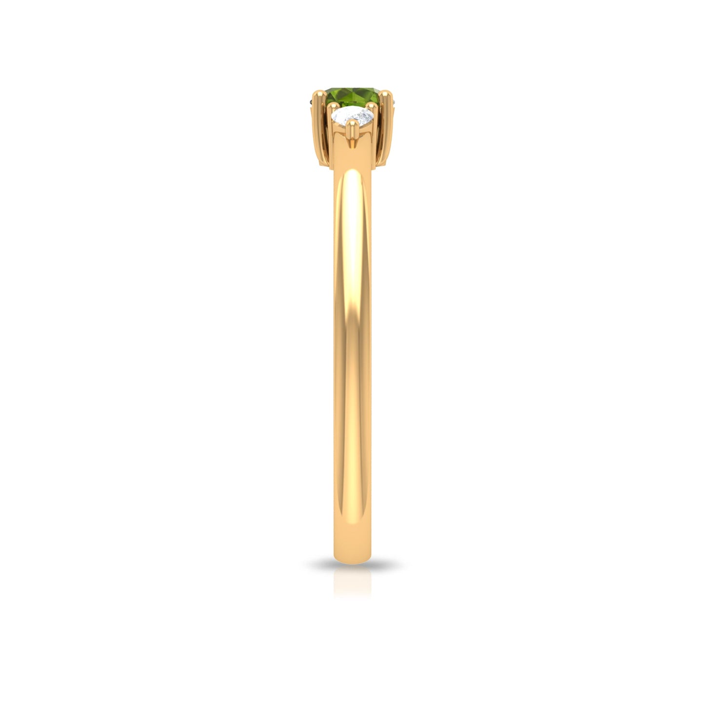 0.5 Carat Peridot and Diamond Three Stone Promise Ring