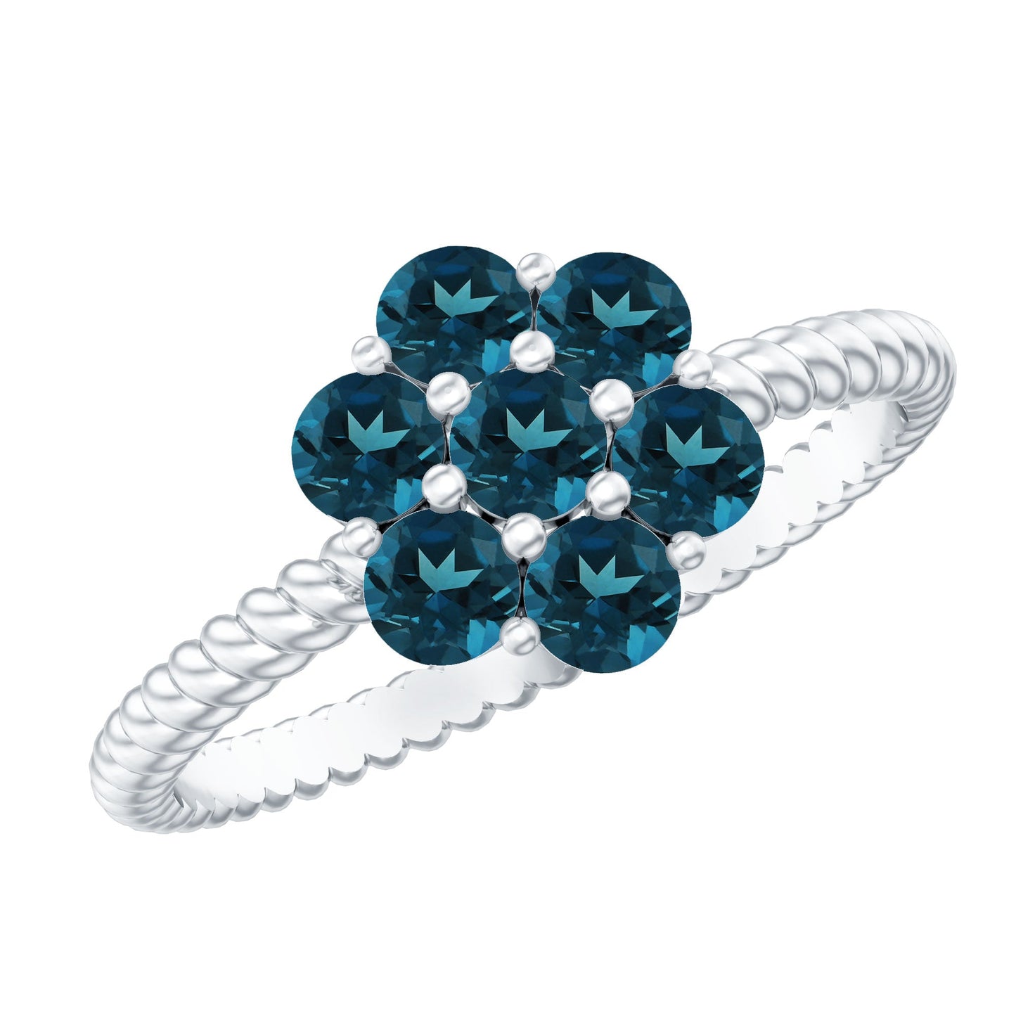 London Blue Topaz Floral Engagement Ring For Women