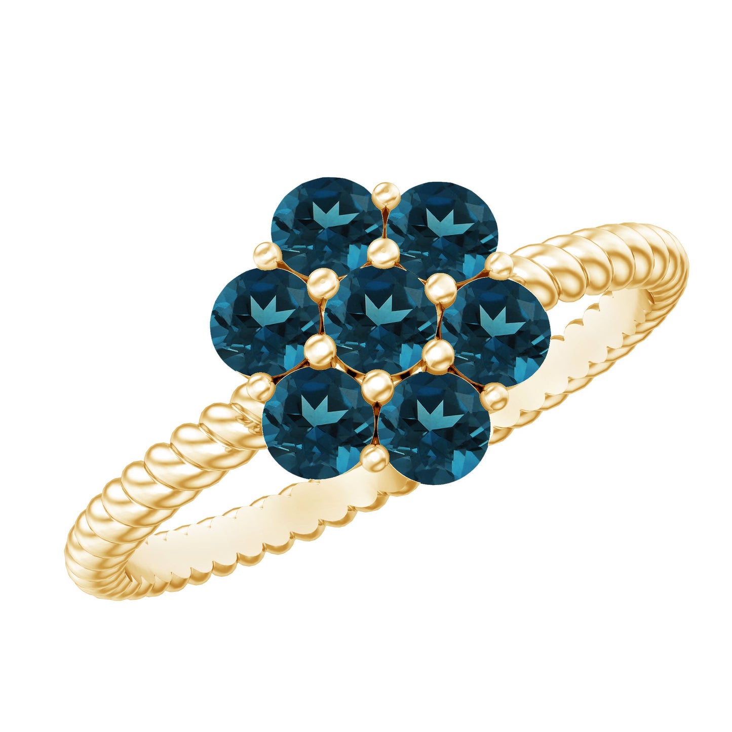 London Blue Topaz Floral Engagement Ring For Women