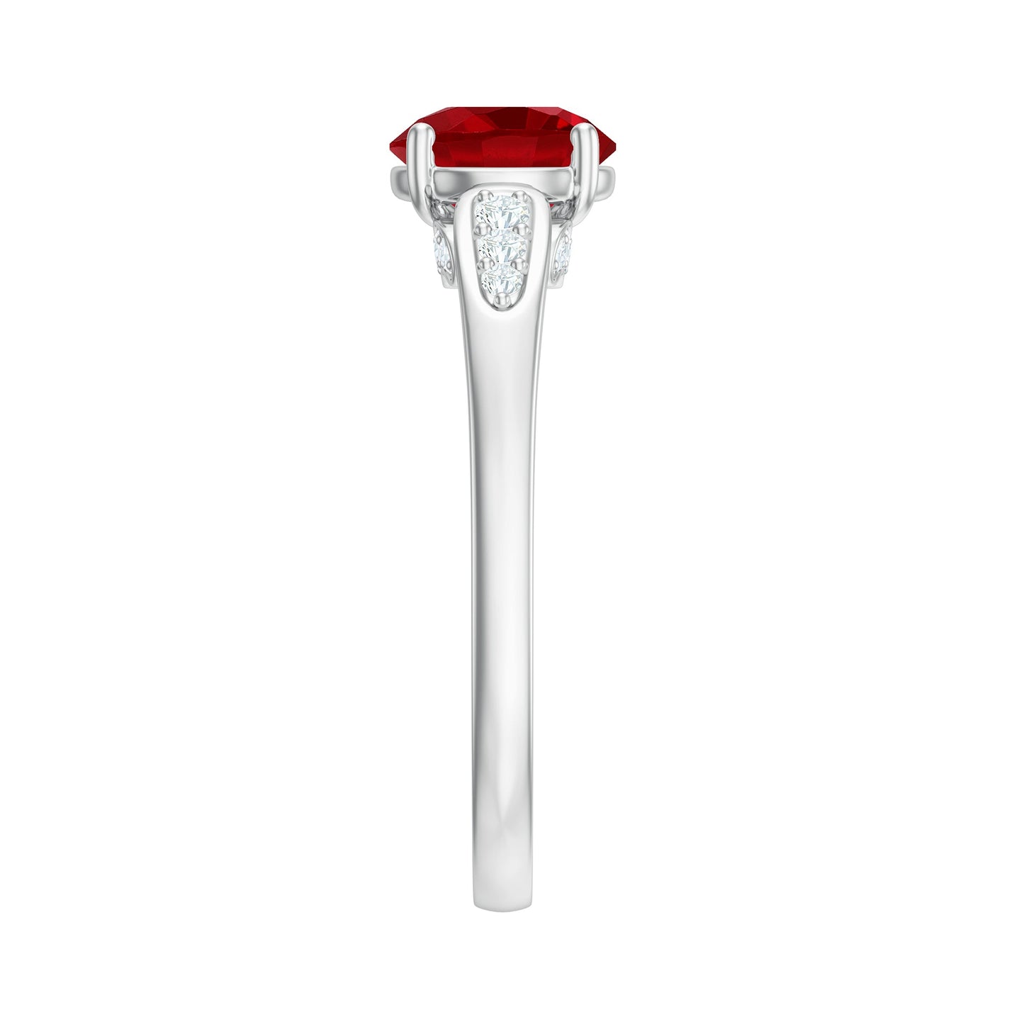 Designer Lab Grown Ruby Solitaire Engagement Ring for Women