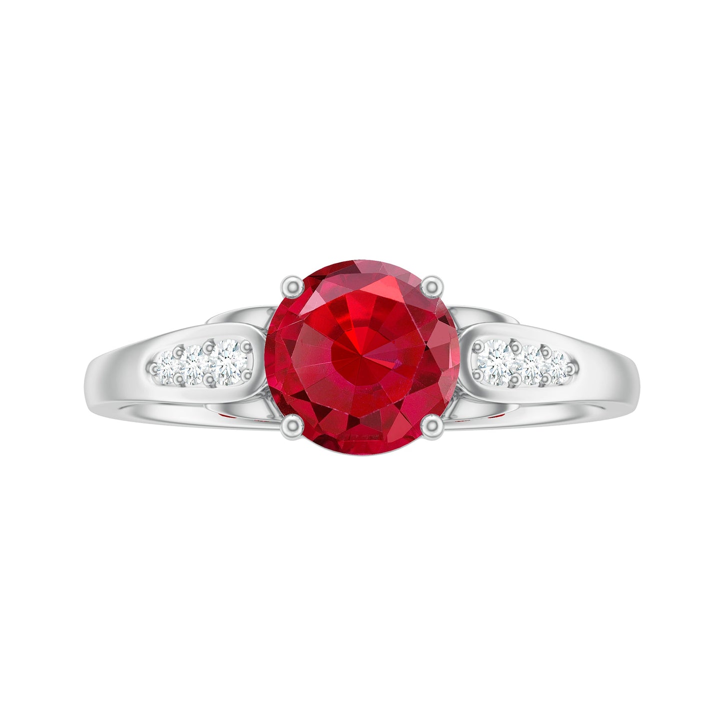 Designer Lab Grown Ruby Solitaire Engagement Ring for Women