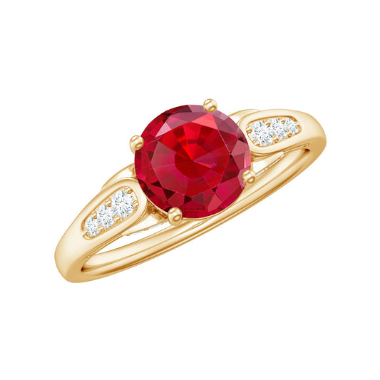 Designer Lab Grown Ruby Solitaire Engagement Ring for Women