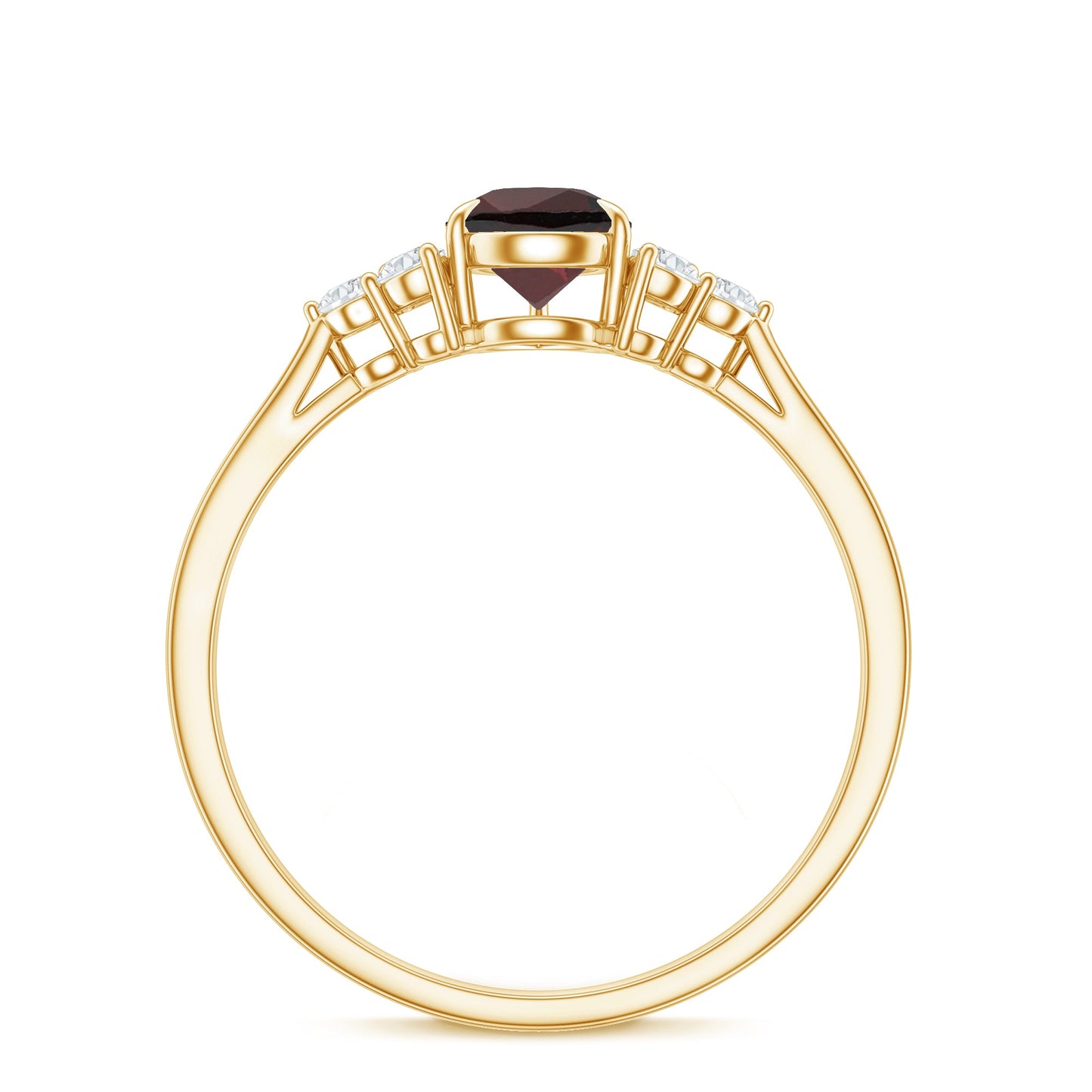 Natural 0.8 Carat Pear Shape Garnet Engagement Ring with Diamond
