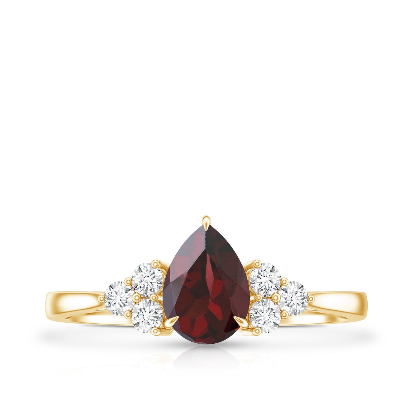 Natural 0.8 Carat Pear Shape Garnet Engagement Ring with Diamond