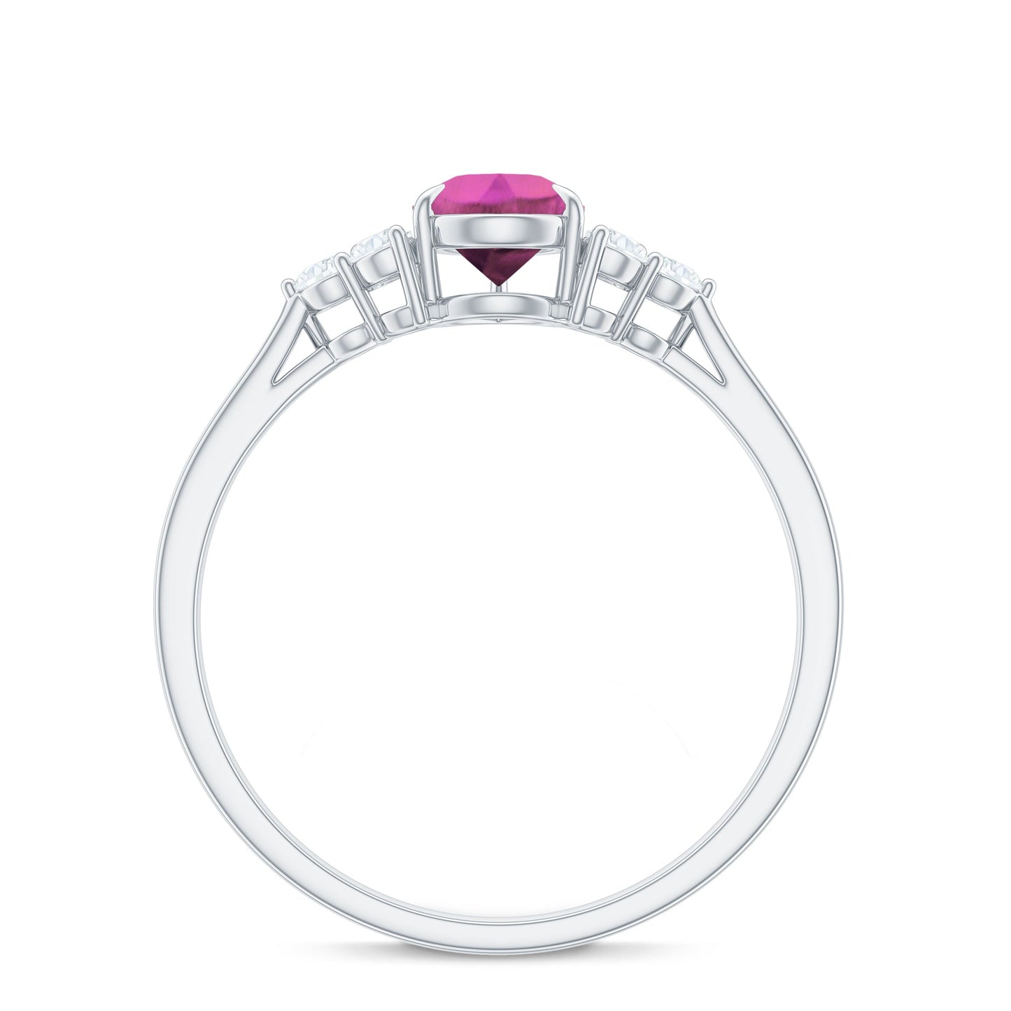 1.6 Carat Natural Pink Tourmaline Teardrop Engagement Ring with Diamond Trio