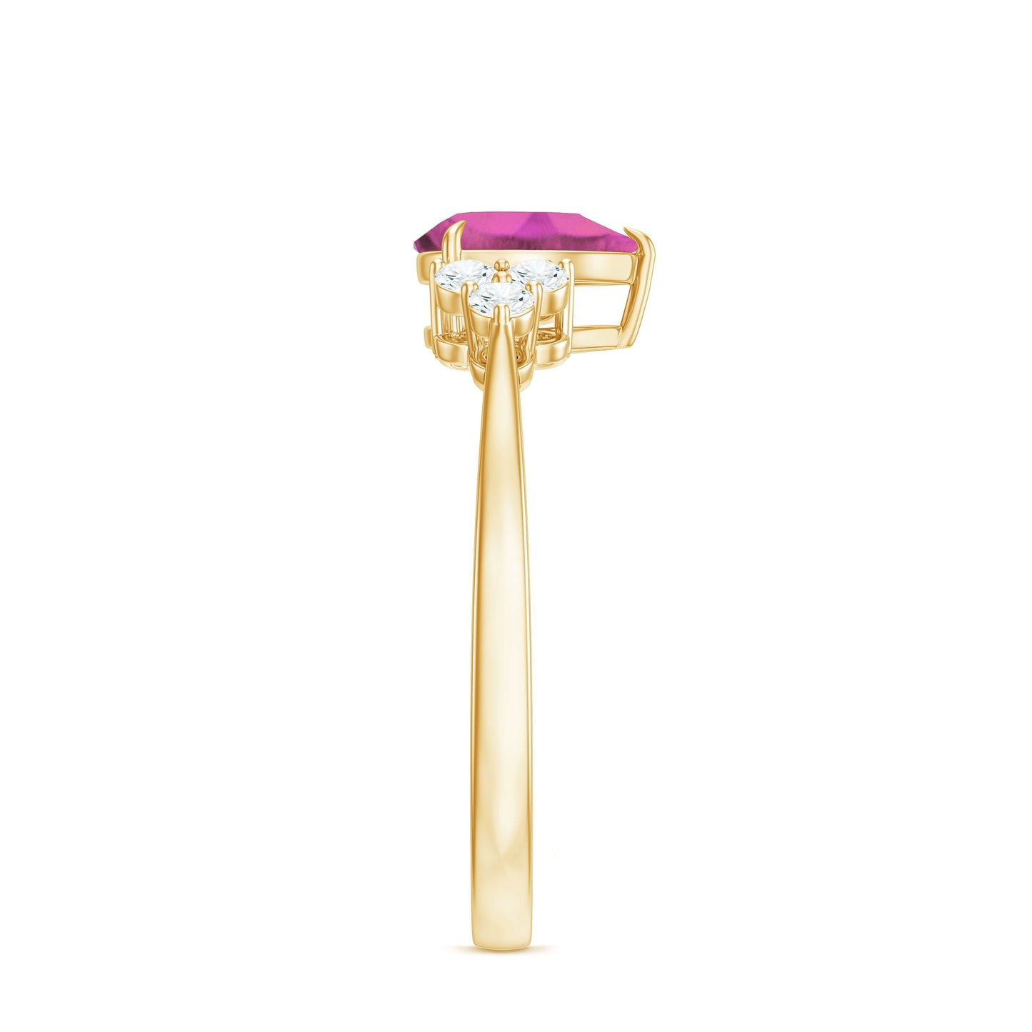 1.6 Carat Natural Pink Tourmaline Teardrop Engagement Ring with Diamond Trio