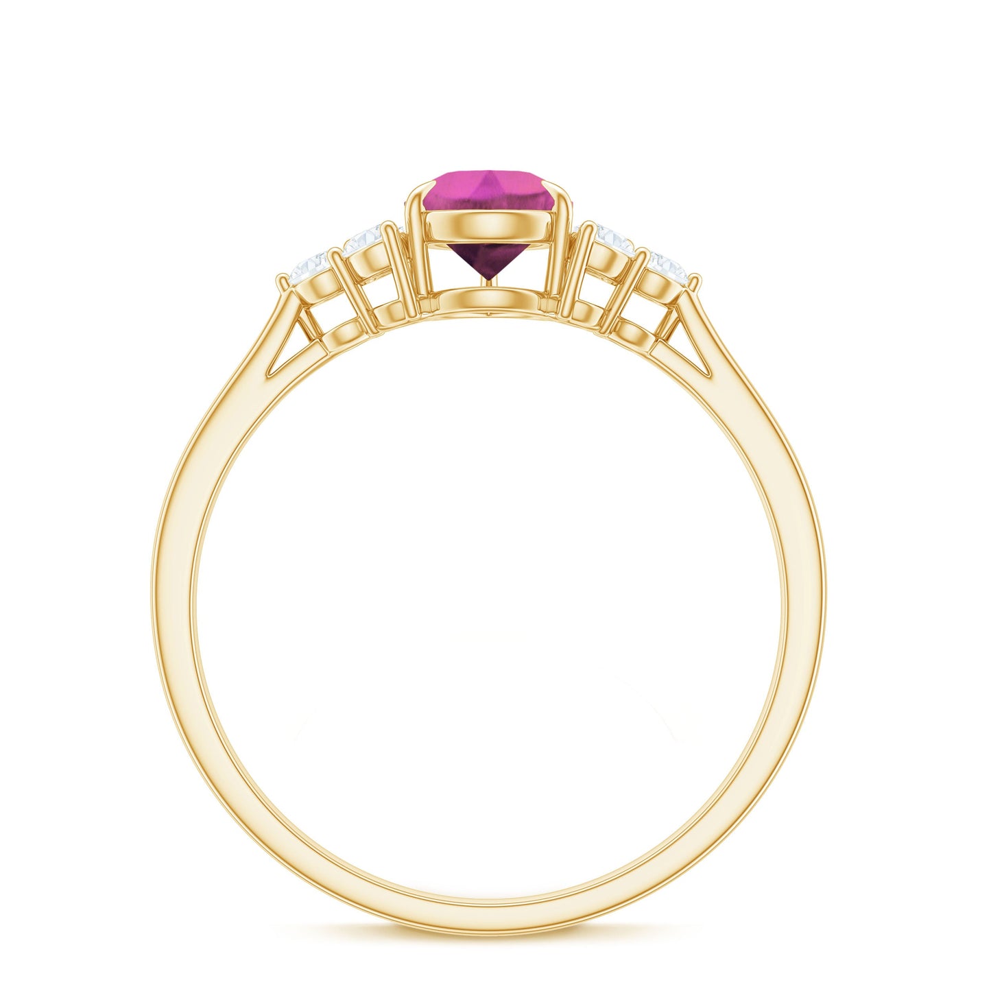 1.6 Carat Natural Pink Tourmaline Teardrop Engagement Ring with Diamond Trio