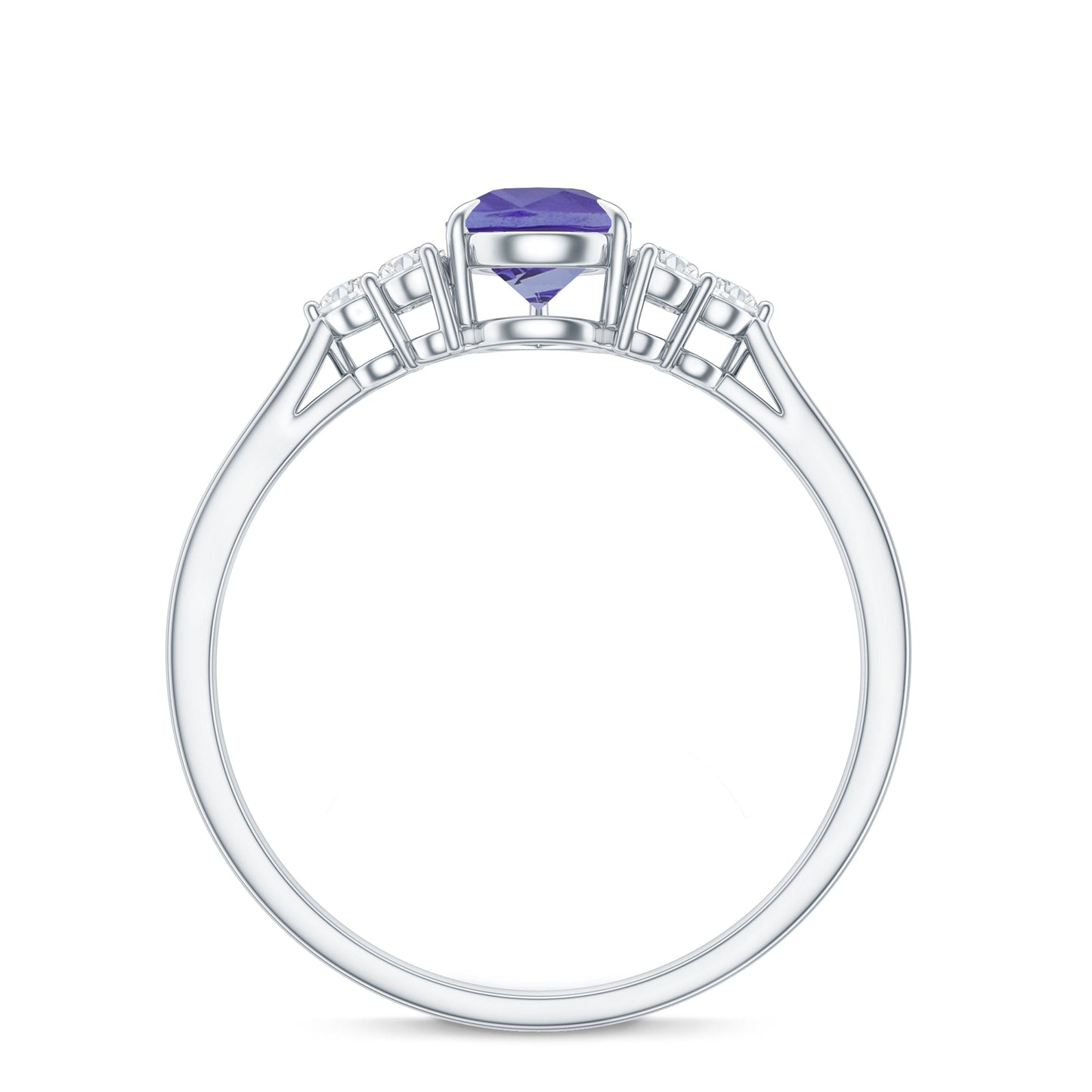 0.8 Carat Pear Shaped Tanzanite Engagement Ring with Diamond Trio