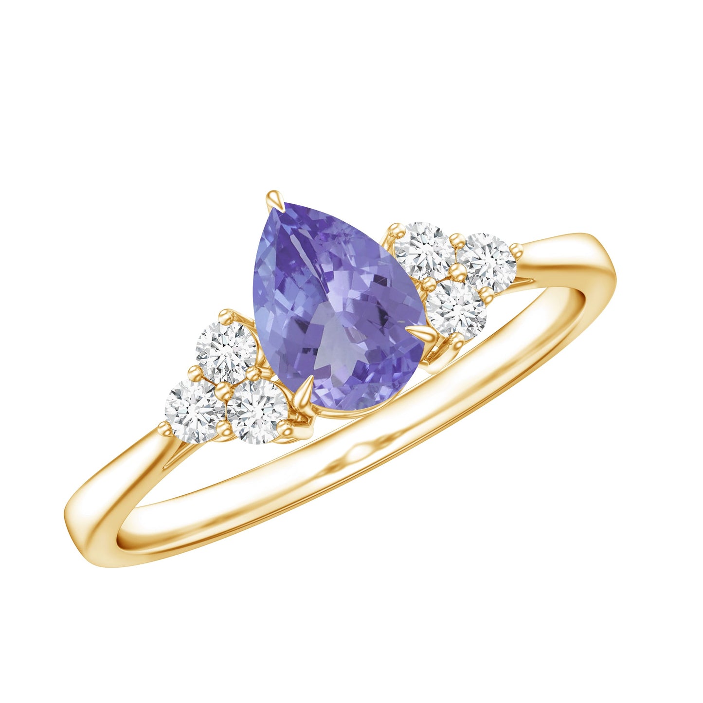 0.8 Carat Pear Shaped Tanzanite Engagement Ring with Diamond Trio