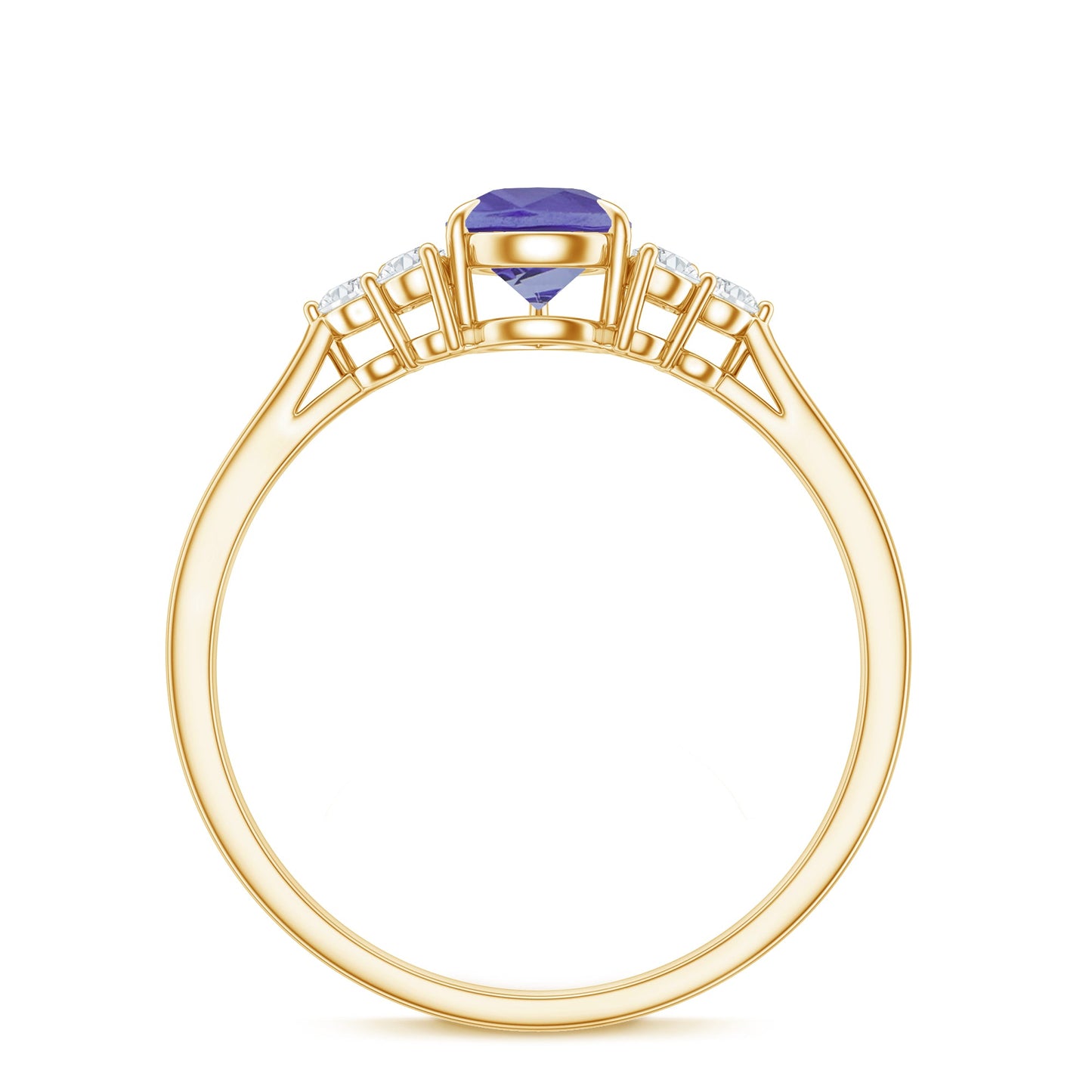 0.8 Carat Pear Shaped Tanzanite Engagement Ring with Diamond Trio