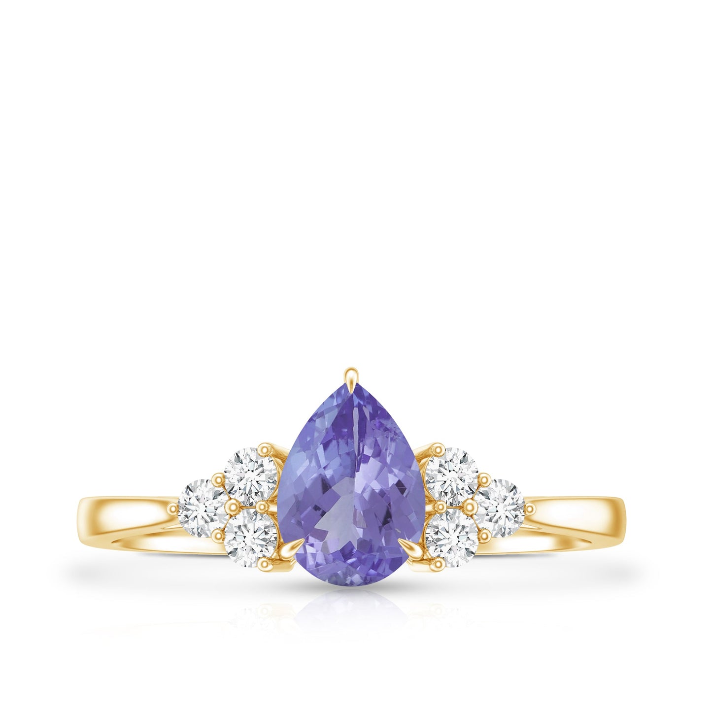 0.8 Carat Pear Shaped Tanzanite Engagement Ring with Diamond Trio