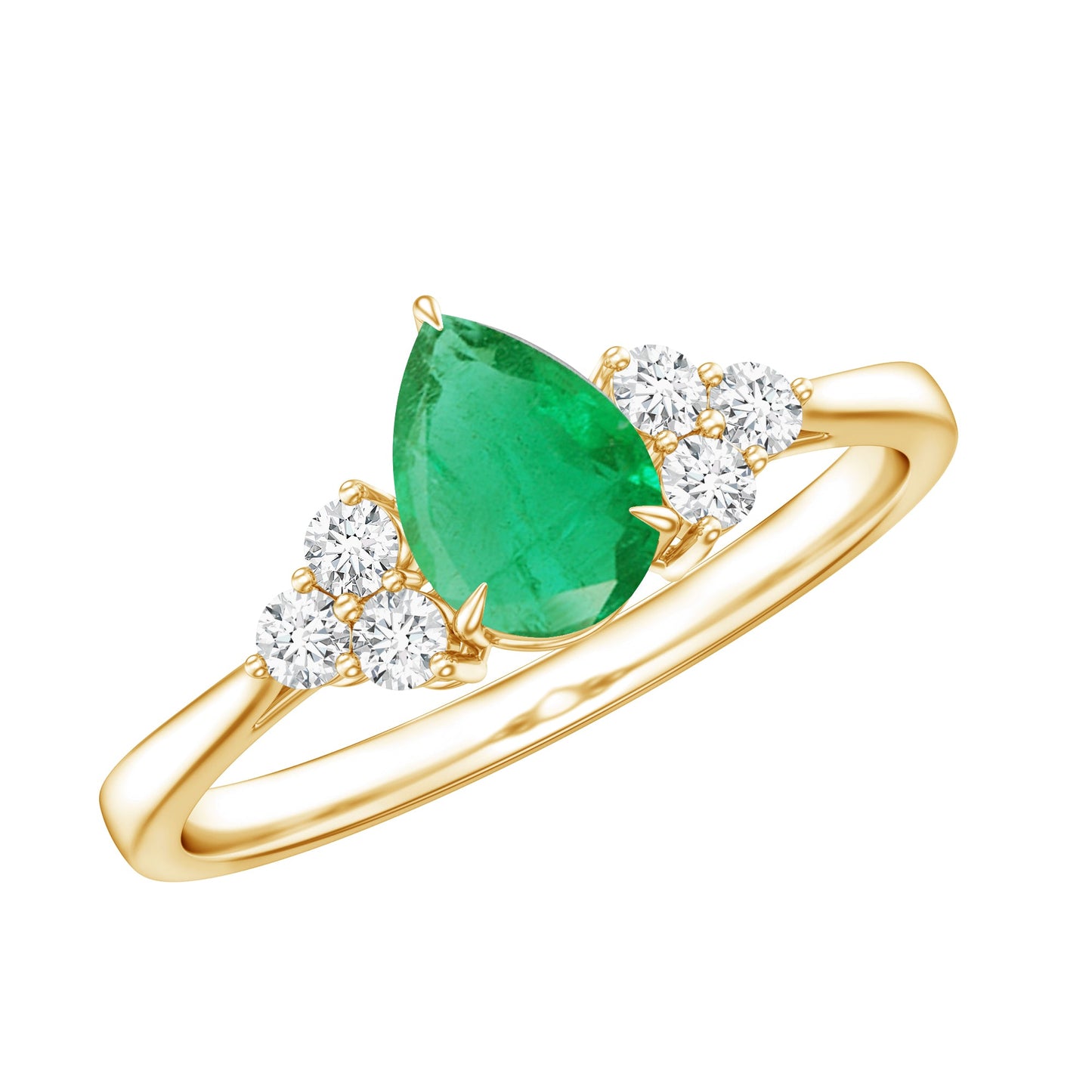 0.6 Carat AAA Quality Pear Shape Emerald Teardrop Engagement Ring with Diamond
