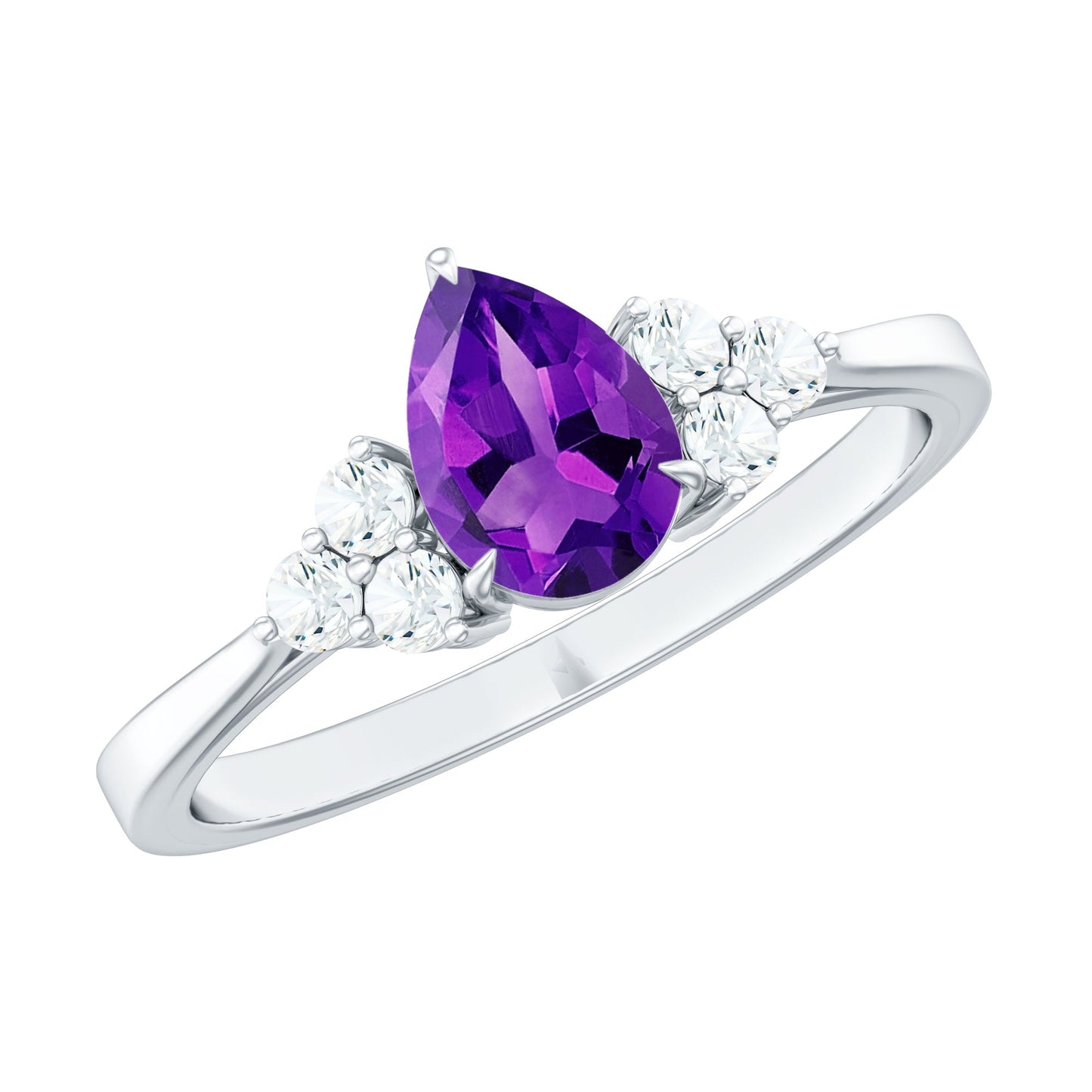 1 Carat Amethyst Engagement Ring with Diamond Trio