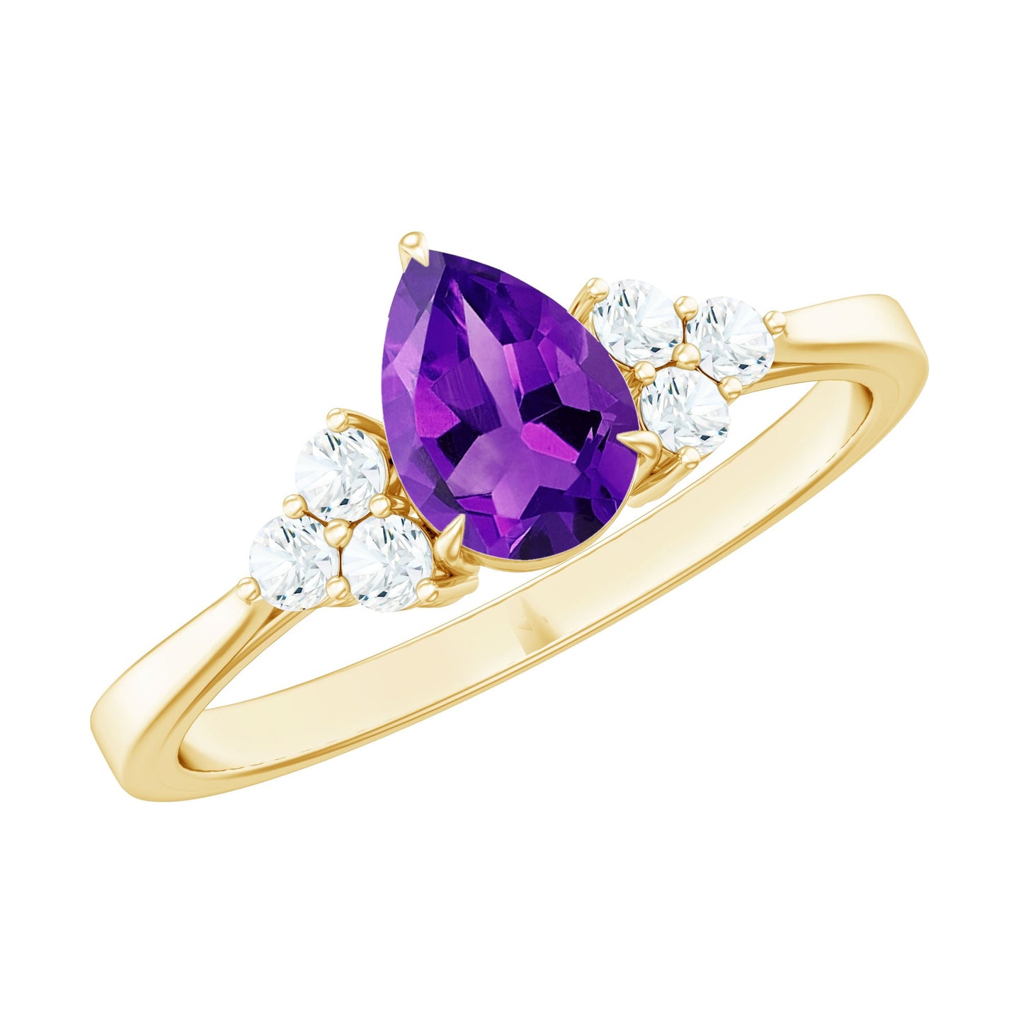 1 Carat Amethyst Engagement Ring with Diamond Trio