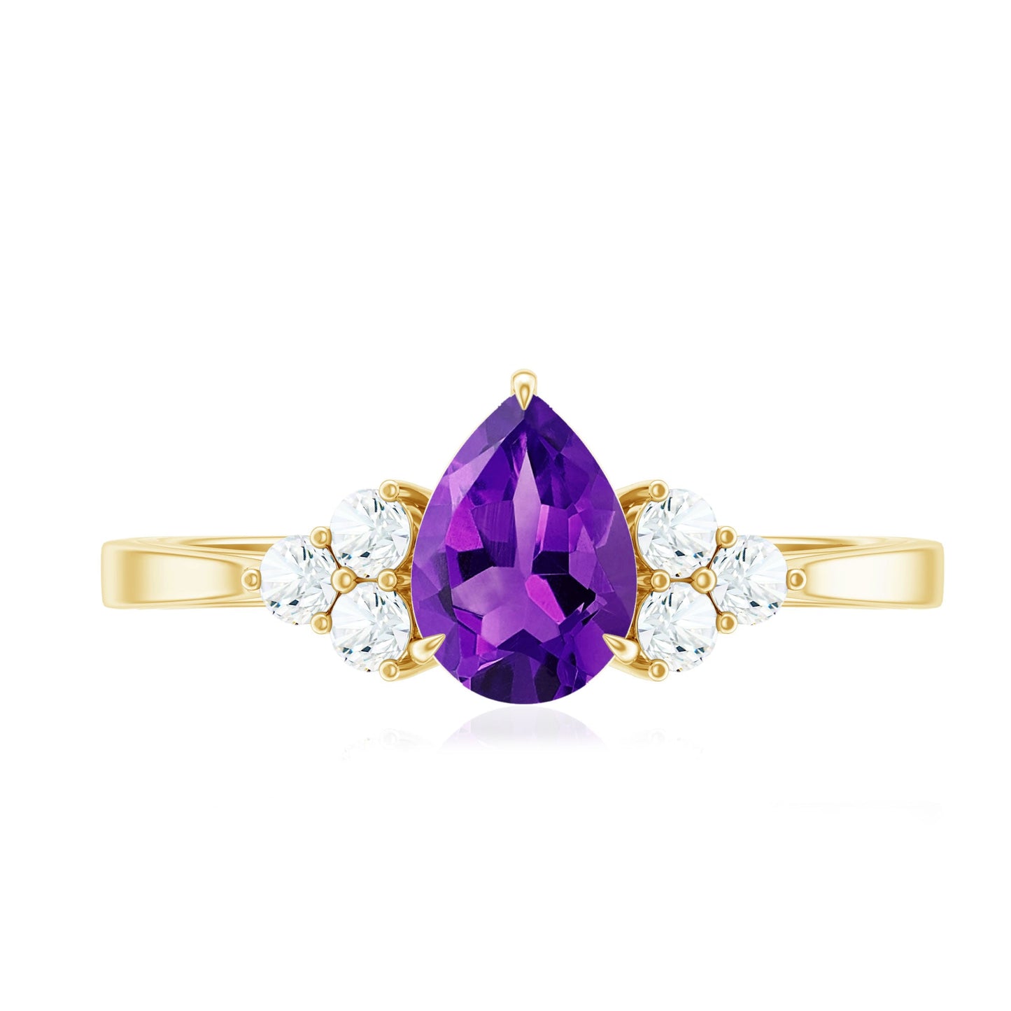 1 Carat Amethyst Engagement Ring with Diamond Trio
