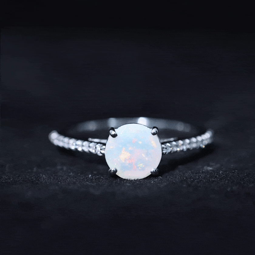 2 Carat Ethiopian Opal Diamond Engagement Ring with Certificate
