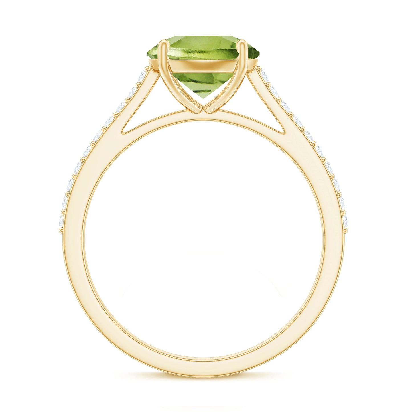 Natural 2 Carat Peridot Solitaire Engagement Ring with Diamond