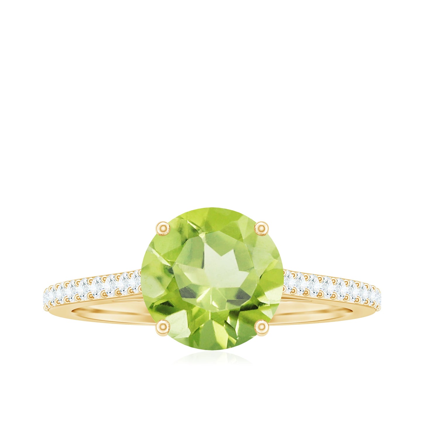 Natural 2 Carat Peridot Solitaire Engagement Ring with Diamond