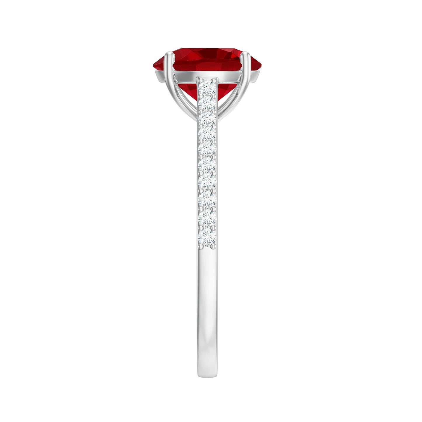 Certified Lab Ruby Solitaire Engagement Ring with Diamonds