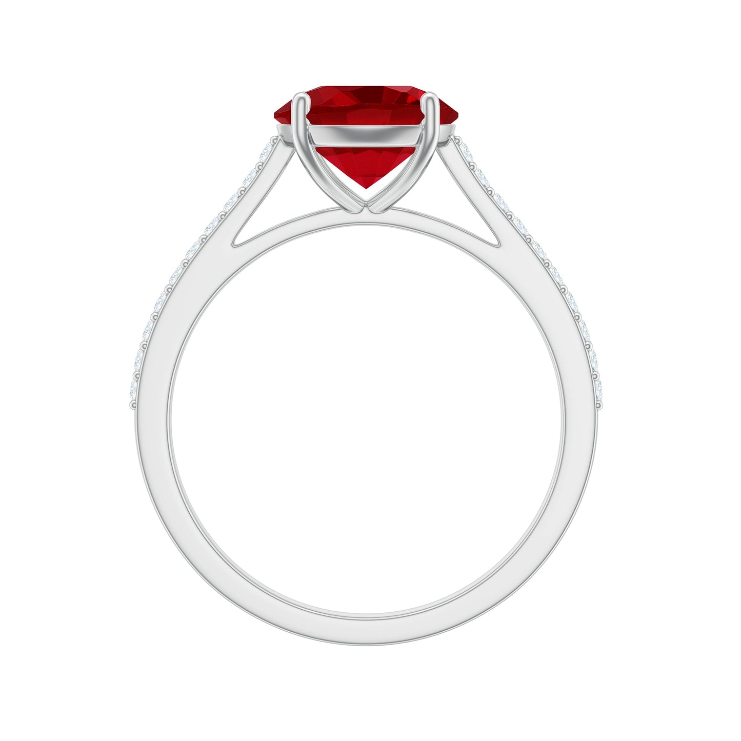 Certified Lab Ruby Solitaire Engagement Ring with Diamonds