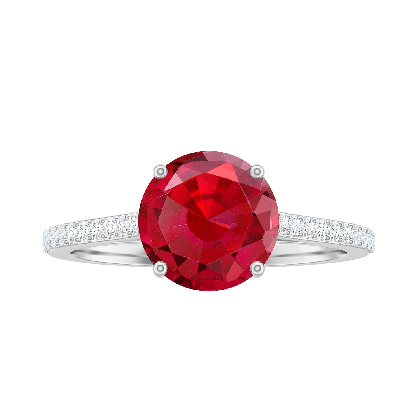 Certified Lab Ruby Solitaire Engagement Ring with Diamonds