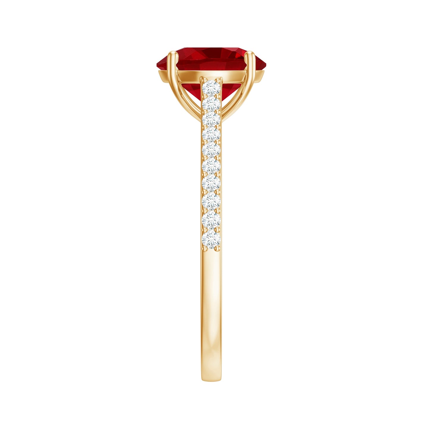 Certified Lab Ruby Solitaire Engagement Ring with Diamonds