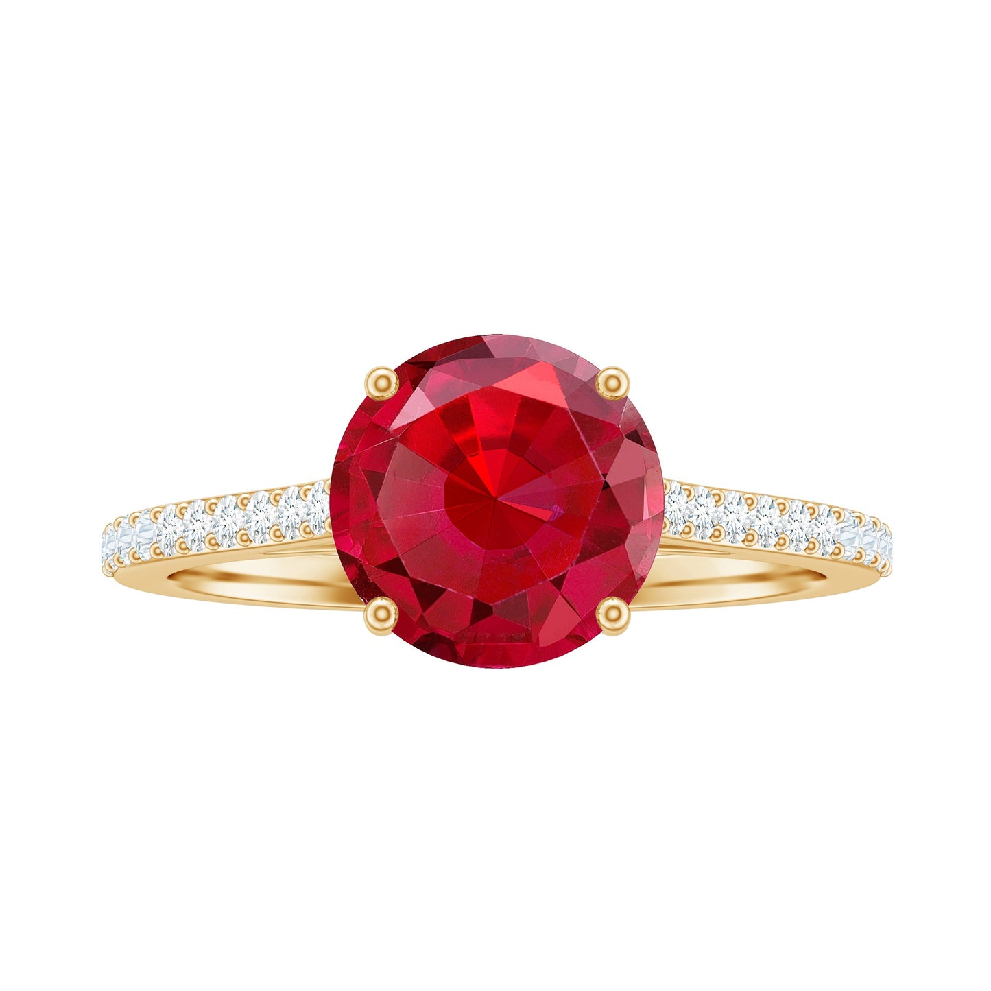 Certified Lab Ruby Solitaire Engagement Ring with Diamonds