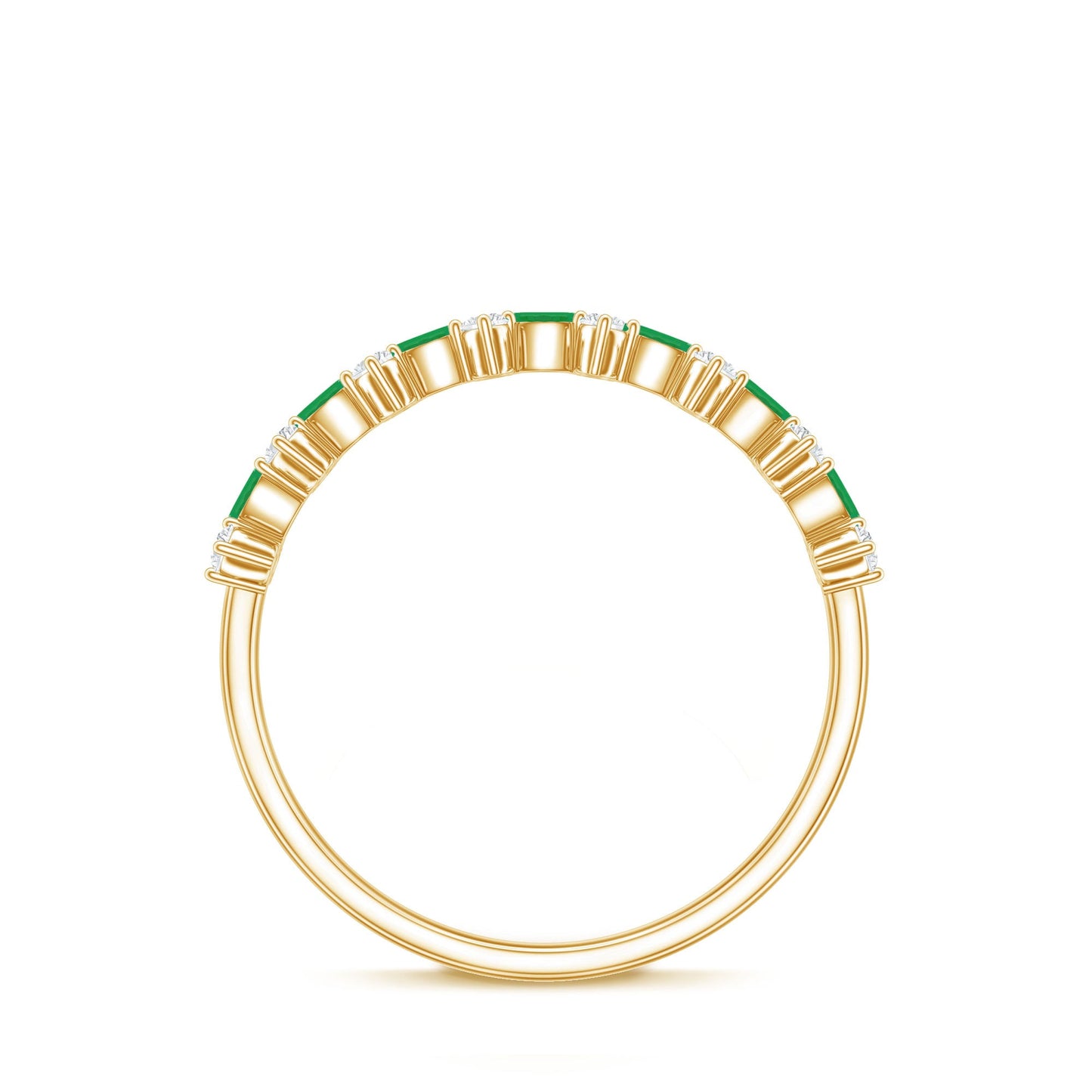 Genuine Emerald and Diamond Half Eternity Ring for Women
